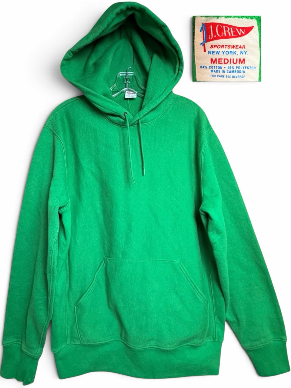 J Crew Heritage 14 oz Fleece Hoodie Mens M Green NWT